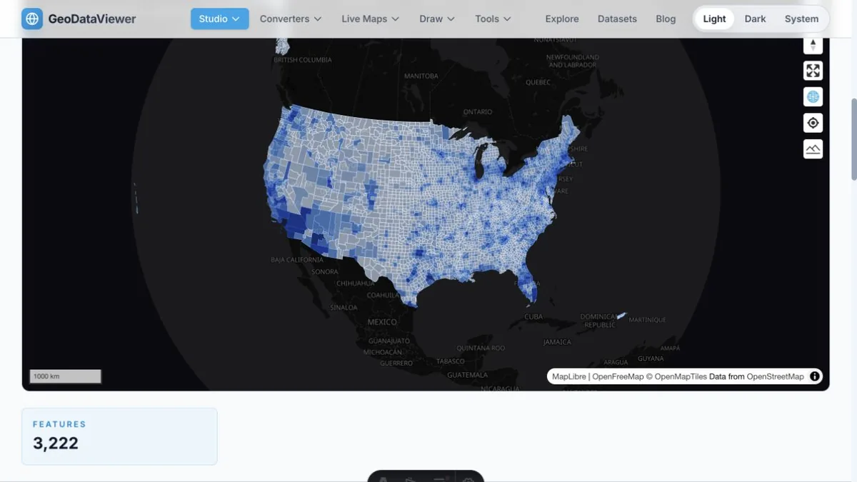 US County Demographics — 2020–2024 ACS 5-Year: actual dataset map preview
