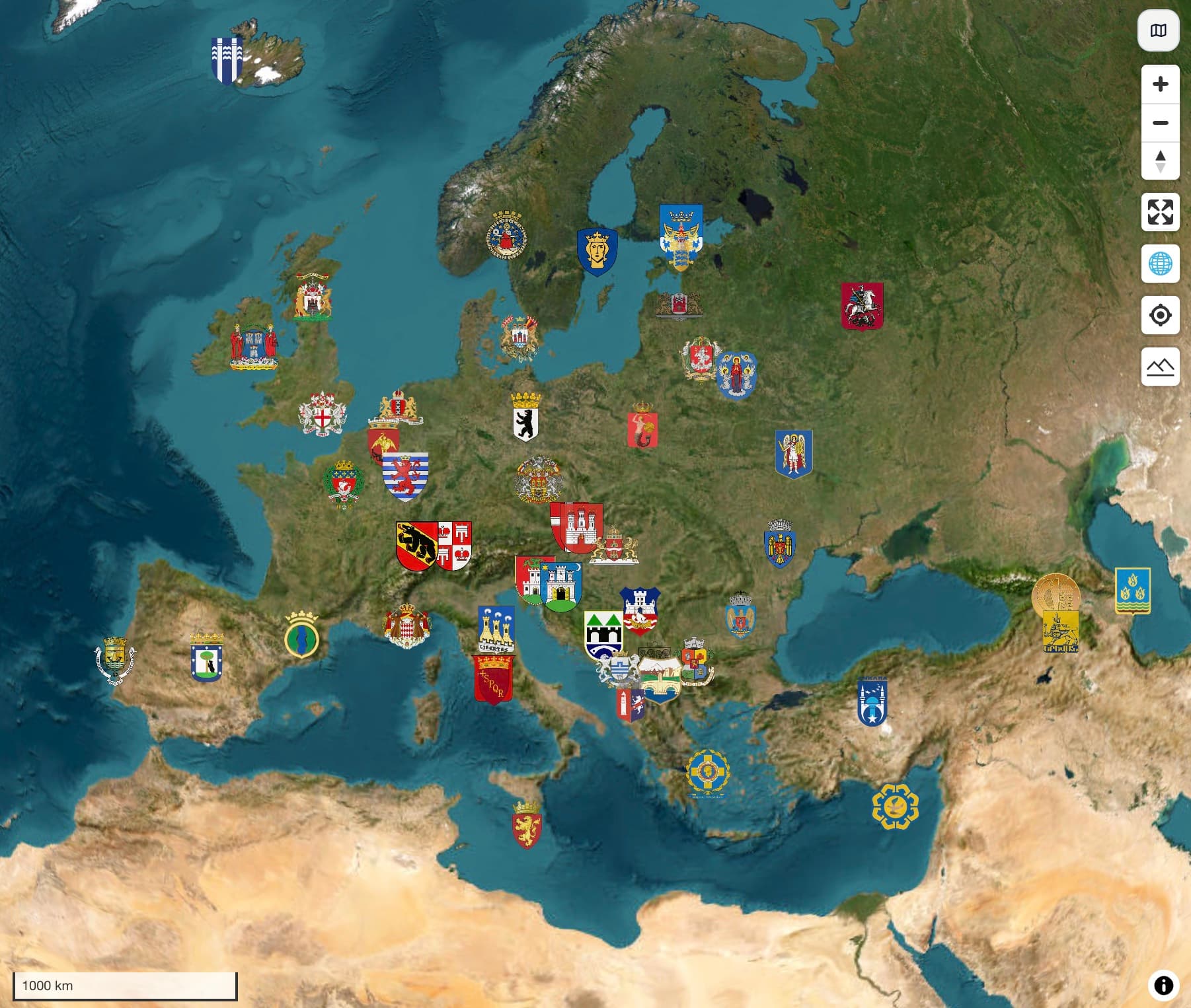 European Capital Coats of Arms Map Visualization